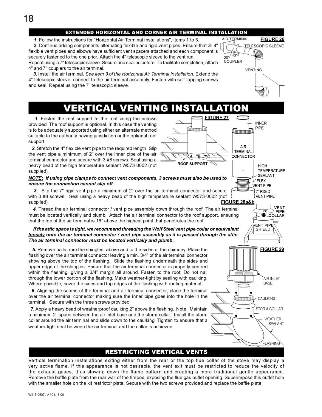 Napoleon Fireplaces GDS26P, GDS26N manual Vertical Venting Installation, Restricting Vertical Vents 