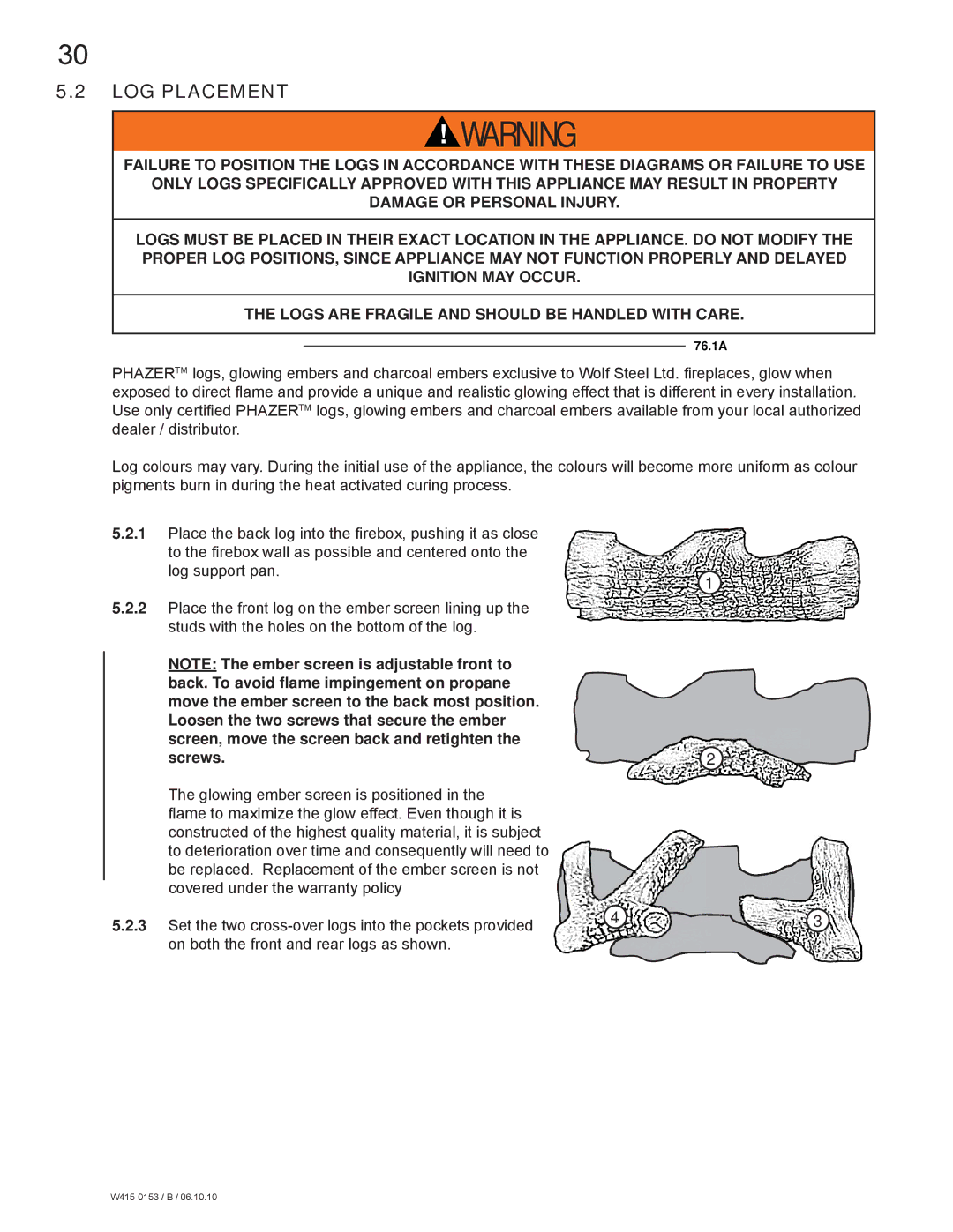 Napoleon Fireplaces GDS28P manual LOG Placement 