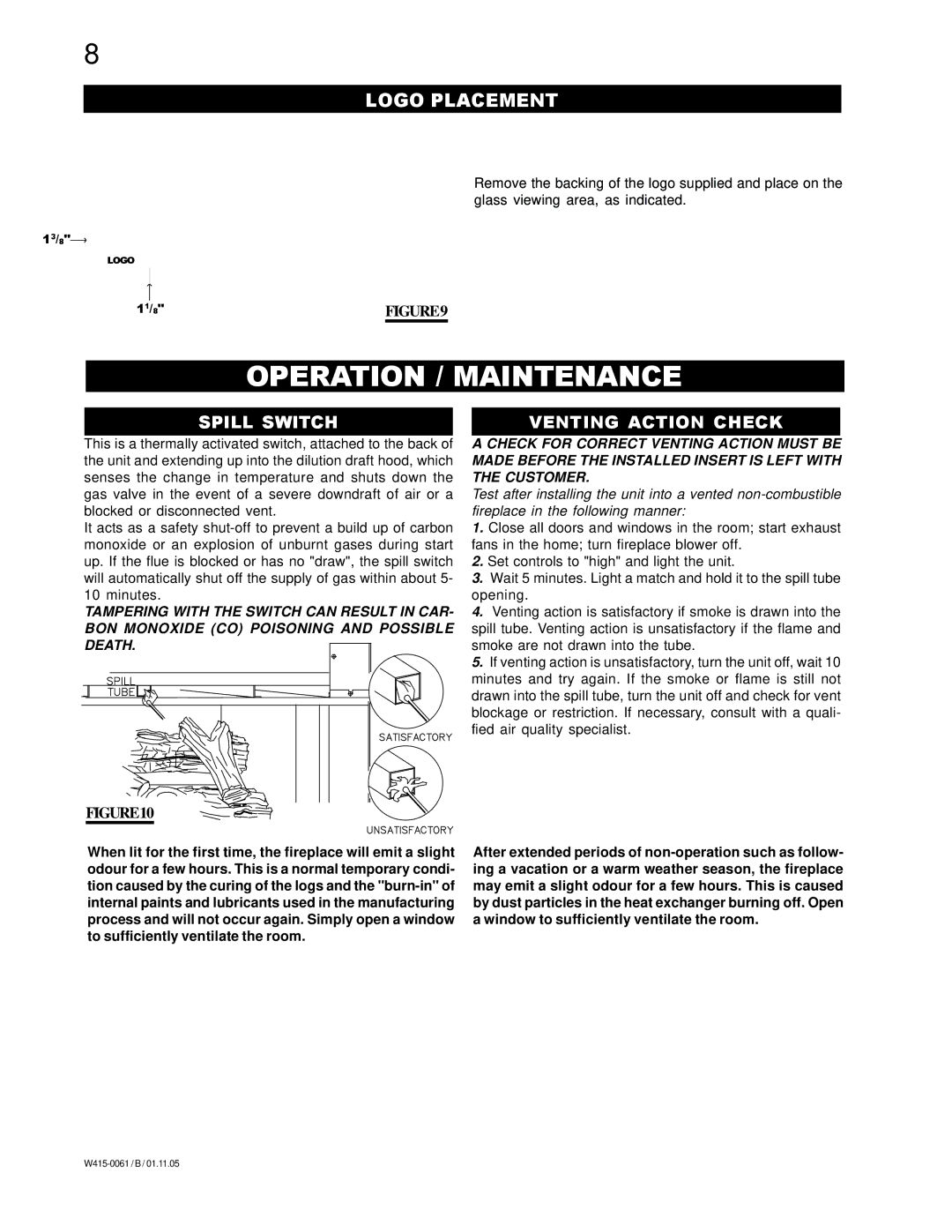 Napoleon Fireplaces GI 3600-N, GI 3600-P manual Operation / Maintenance, Logo Placement 