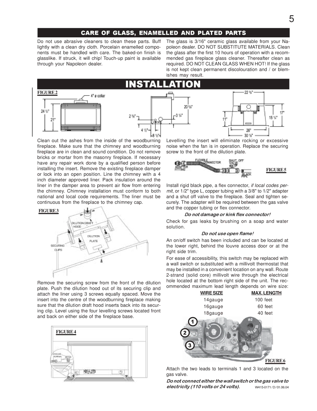 Napoleon Fireplaces GI3016-P, GI3016-N manual Installation, Care of GLASS, Enamelled and Plated Parts 