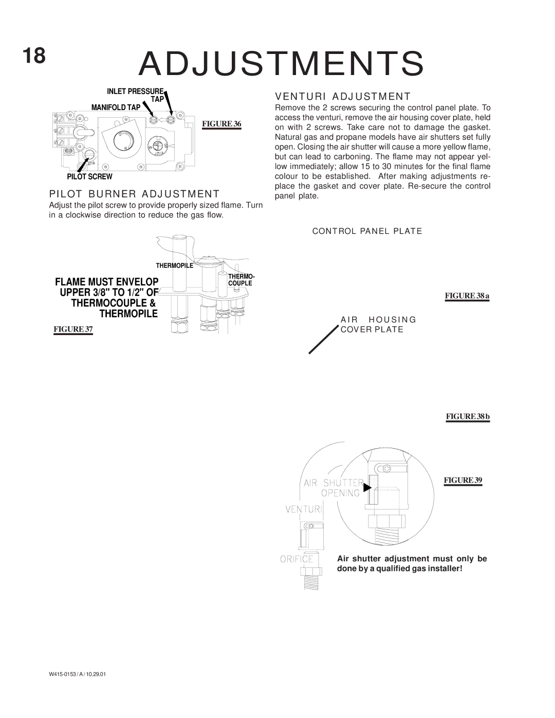 Napoleon Fireplaces GDS 28-P, GS 28-P, GDS 28-N, GS 28-N manual Pilot Burner Adjustment, Venturi Adjustment 