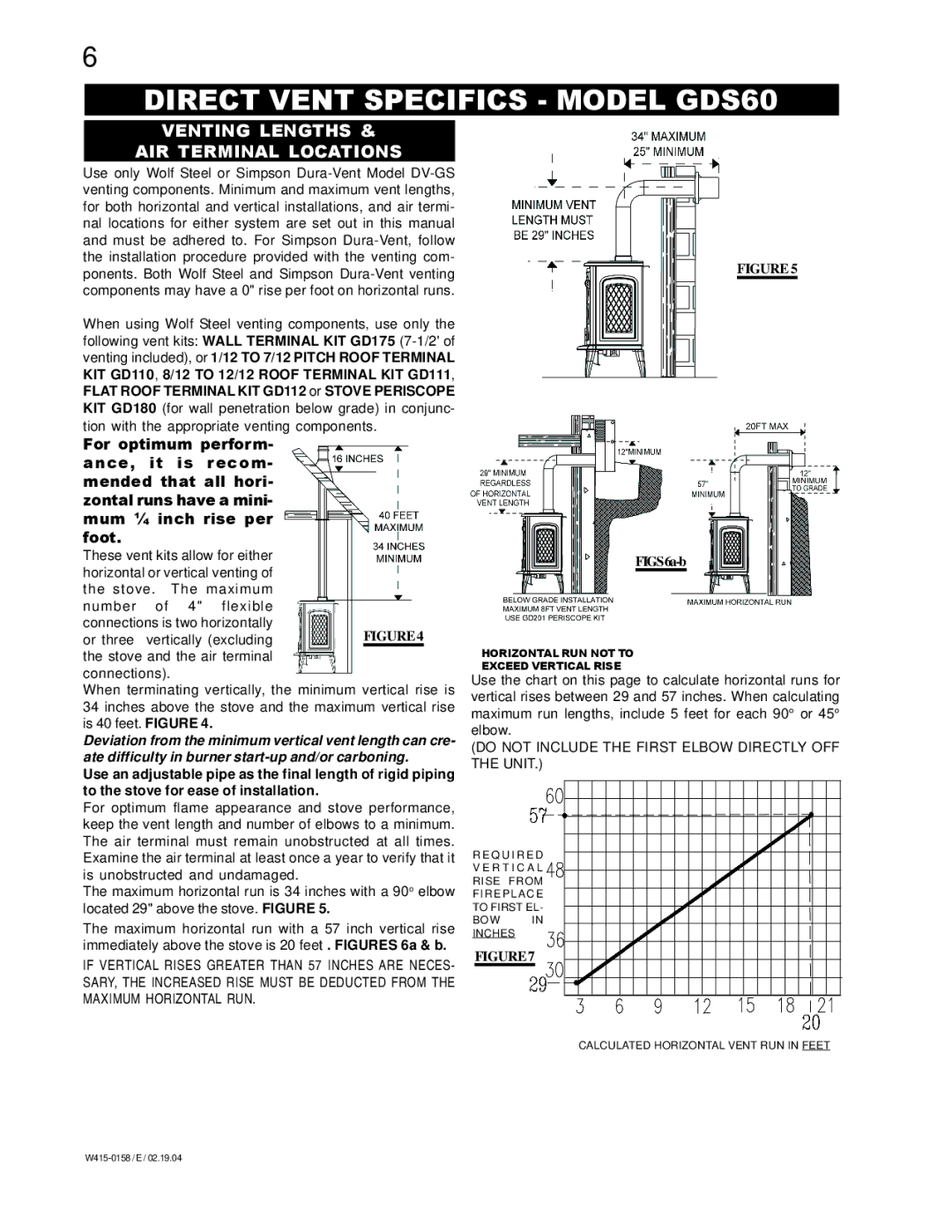 Napoleon Fireplaces GS60-N, GS60-P, GDS60-P manual Direct Vent Specifics Model GDS60, Venting Lengths AIR Terminal Locations 