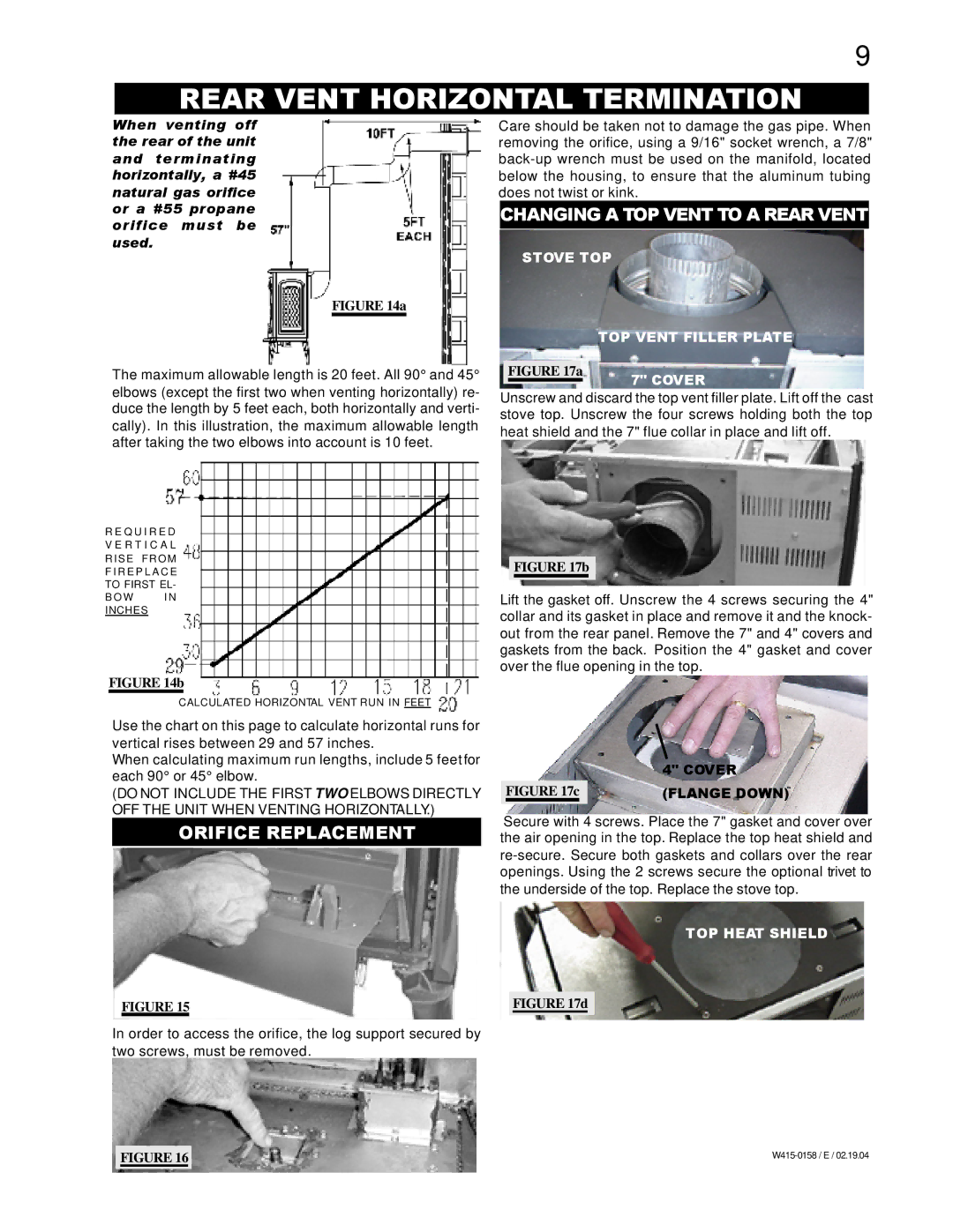 Napoleon Fireplaces GDS60-P Rear Vent Horizontal Termination, Changing a TOP Vent to a Rear Vent, Orifice Replacement 