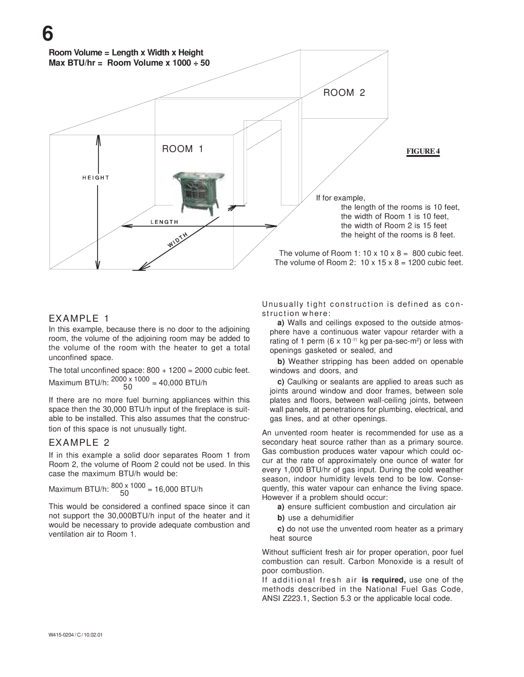 Napoleon Fireplaces GVFS60-N, GVFS60-P manual Room, Example 