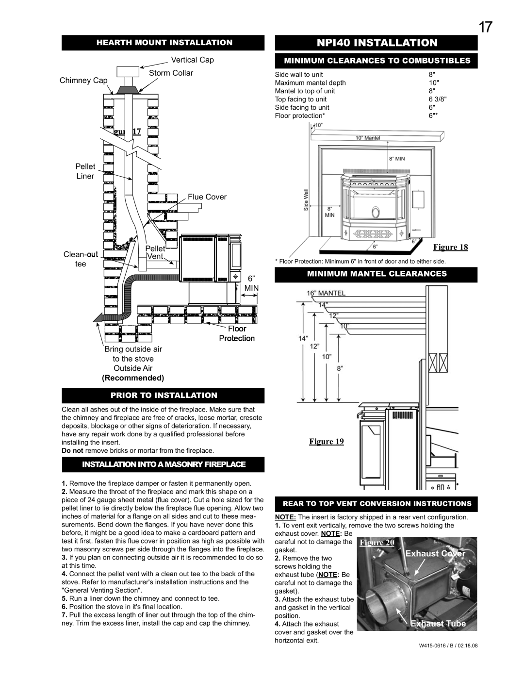 Napoleon Fireplaces NPS40 manual NPI40 Installation 