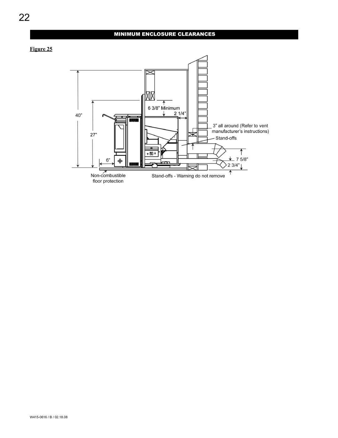 Napoleon Fireplaces NPI40, NPS40 manual Minimum Enclosure Clearances 