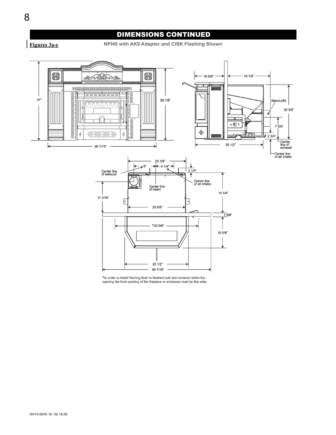 Napoleon Fireplaces NPI40, NPS40 manual Figures 3a-c 