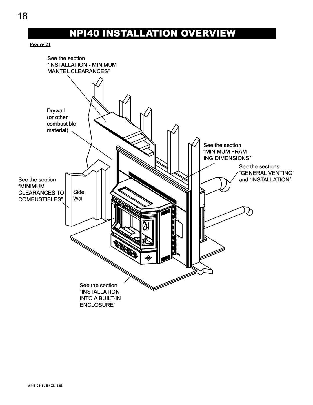 Napoleon Fireplaces NPS40 manual NPI40 INSTALLATION OVERVIEW 