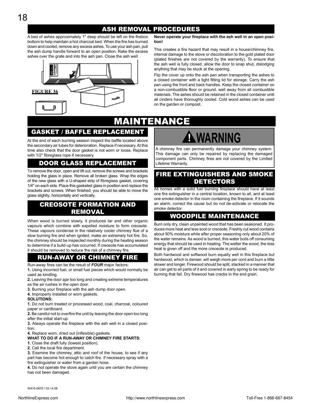 Napoleon Fireplaces NZ-26 operating instructions Maintenance 