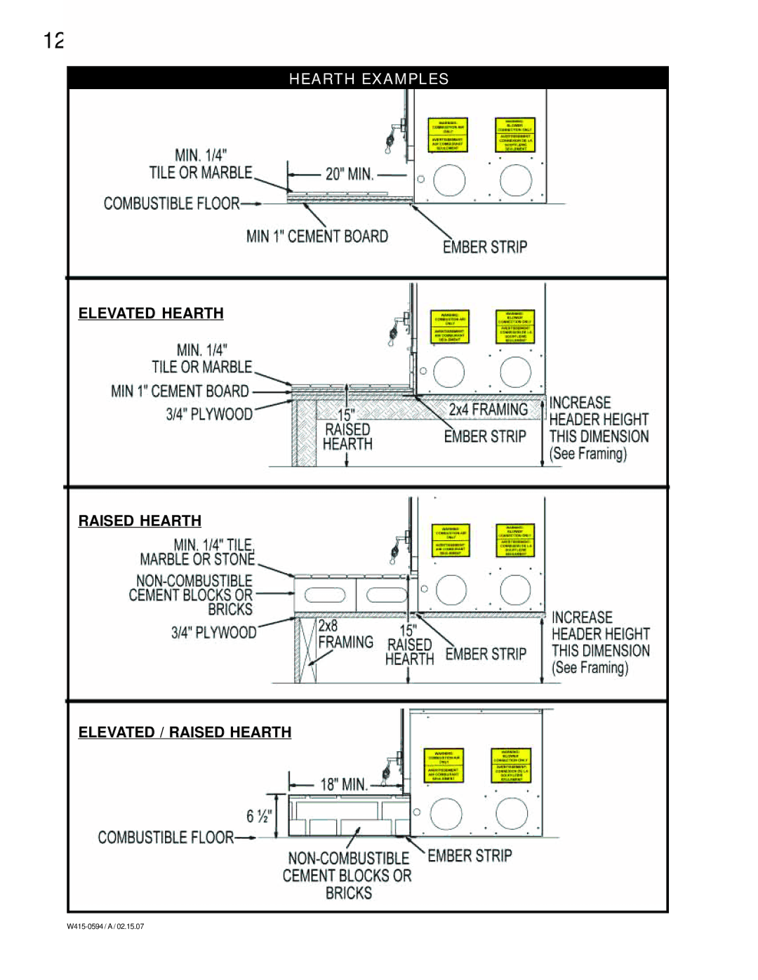 Napoleon Fireplaces NZ6000 manual Hearth Examples 