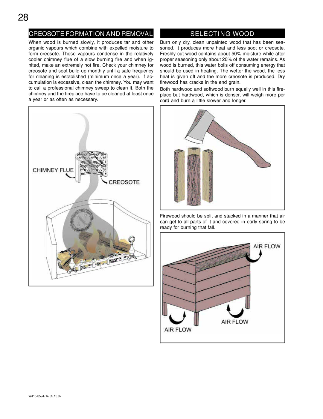 Napoleon Fireplaces NZ6000 manual Selecting Wood, Creosoteformation Andremoval 
