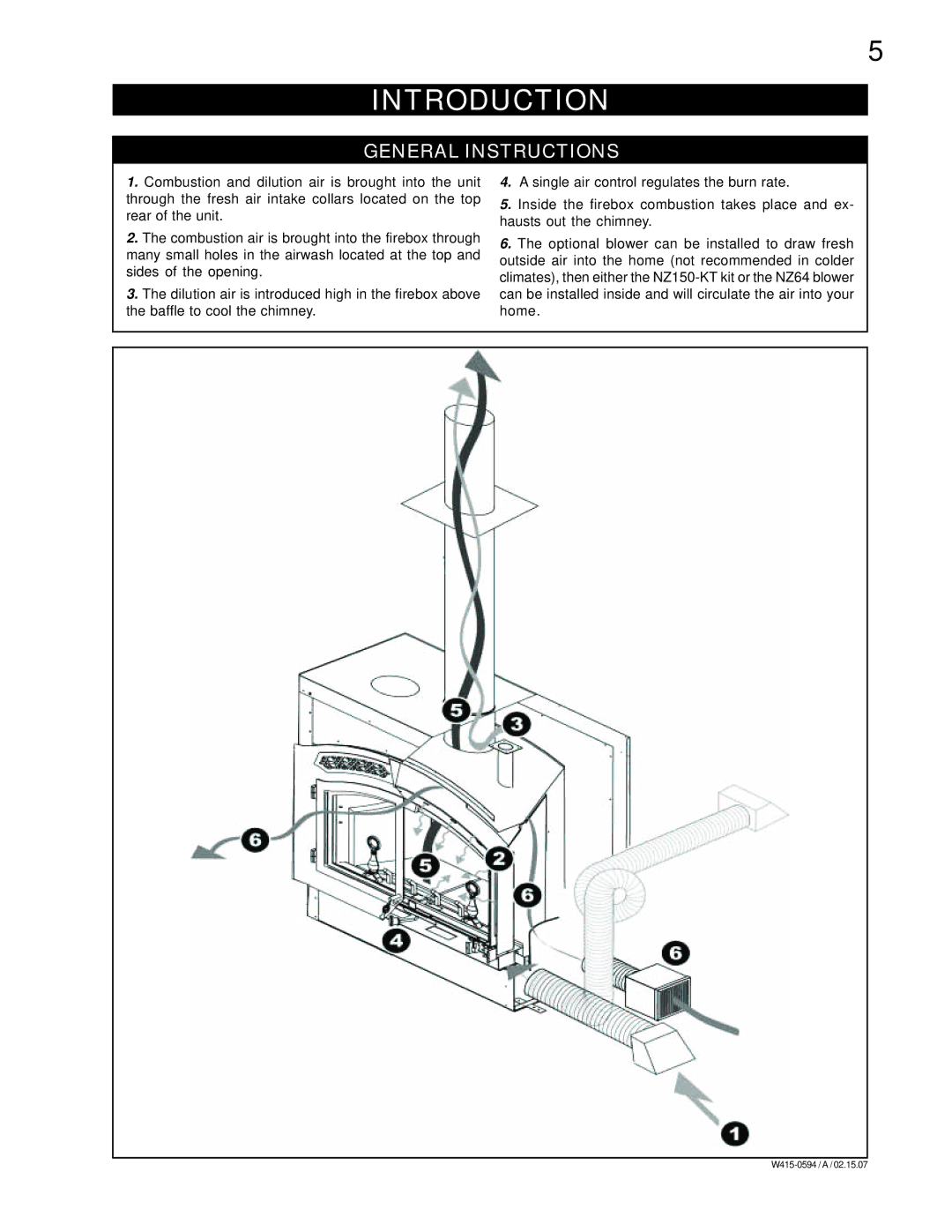 Napoleon Fireplaces NZ6000 manual Introduction, General Instructions 