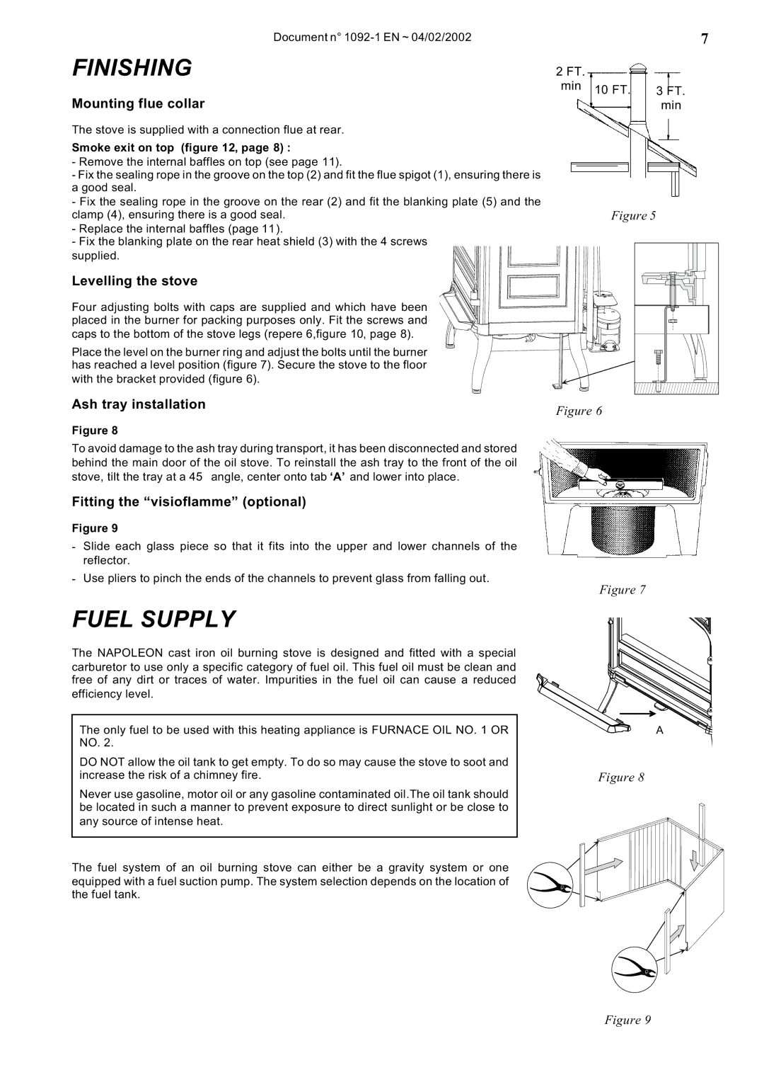 Napoleon Fireplaces OS10-3 manual Finishing, Fuel Supply 