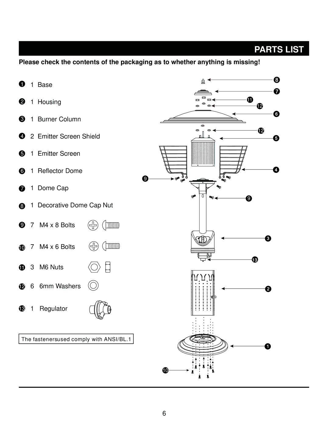 Napoleon Fireplaces SRPT03-XXXX owner manual Parts List 