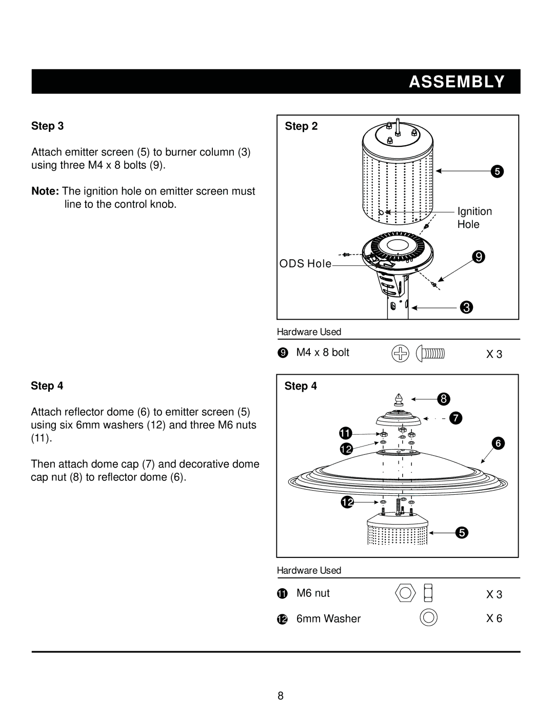 Napoleon Fireplaces SRPT03-XXXX owner manual Hardware Used 