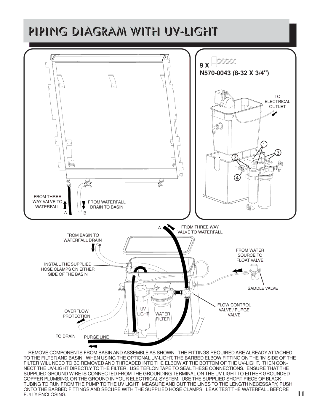 Napoleon Fireplaces WF 6/9/18 manual Piping Diagram with UV-LIGHT 