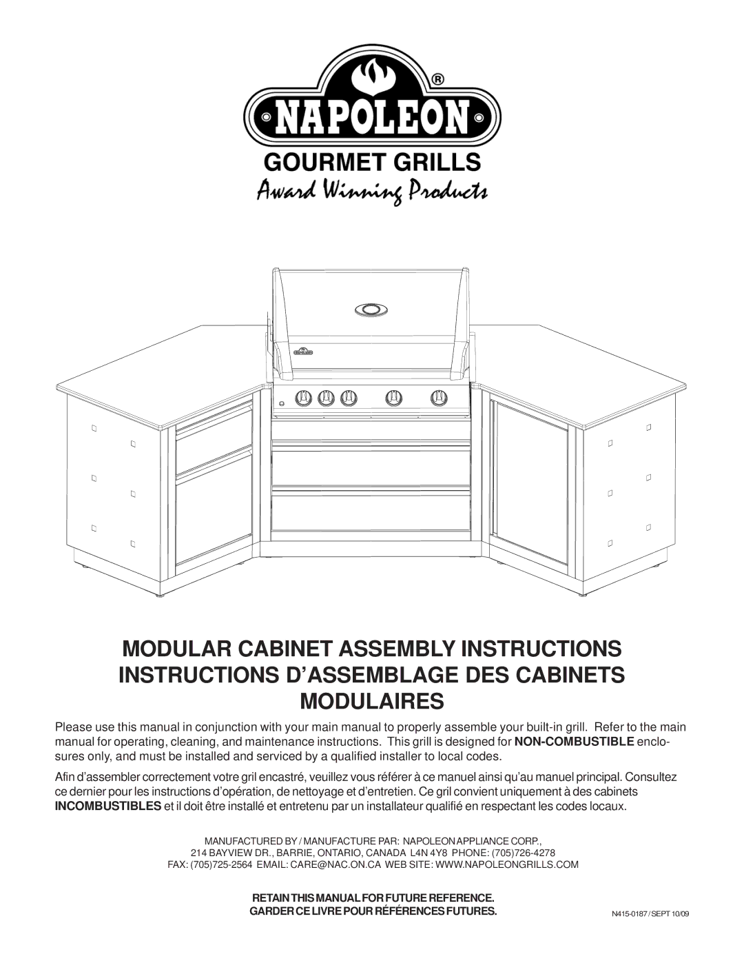 Napoleon Grills 2032-OS, 204830-OS, 3068-OS, 2048-OS manual N415-0187/SEPT10/09 