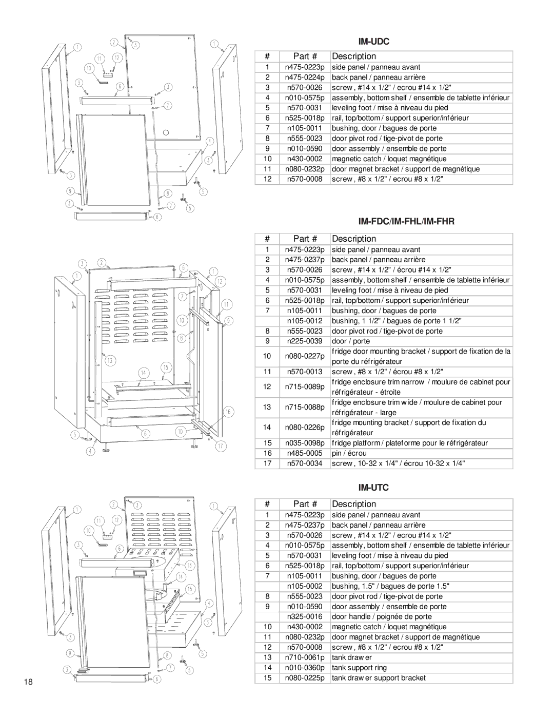 Napoleon Grills 3068-OS, 204830-OS, 2032-OS, 2048-OS manual Im-Udc, Im-Fdc/Im-Fhl/Im-Fhr, Im-Utc 