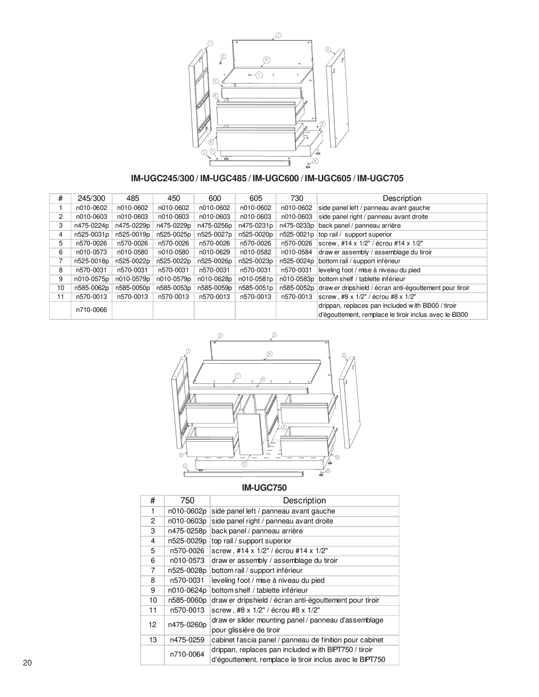 Napoleon Grills 204830-OS, 2032-OS, 3068-OS, 2048-OS manual IM-UGC750, 485 450 600 605 730 Description 