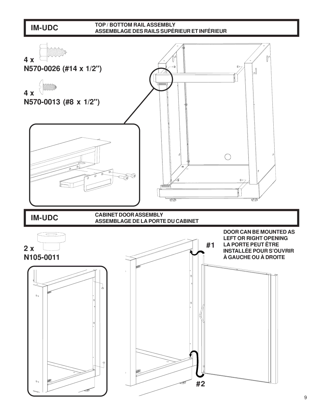 Napoleon Grills 2032-OS, 204830-OS manual Cabinet Door Assembly, Assemblage DE LA Porte DU Cabinet, Door can be Mounted AS 