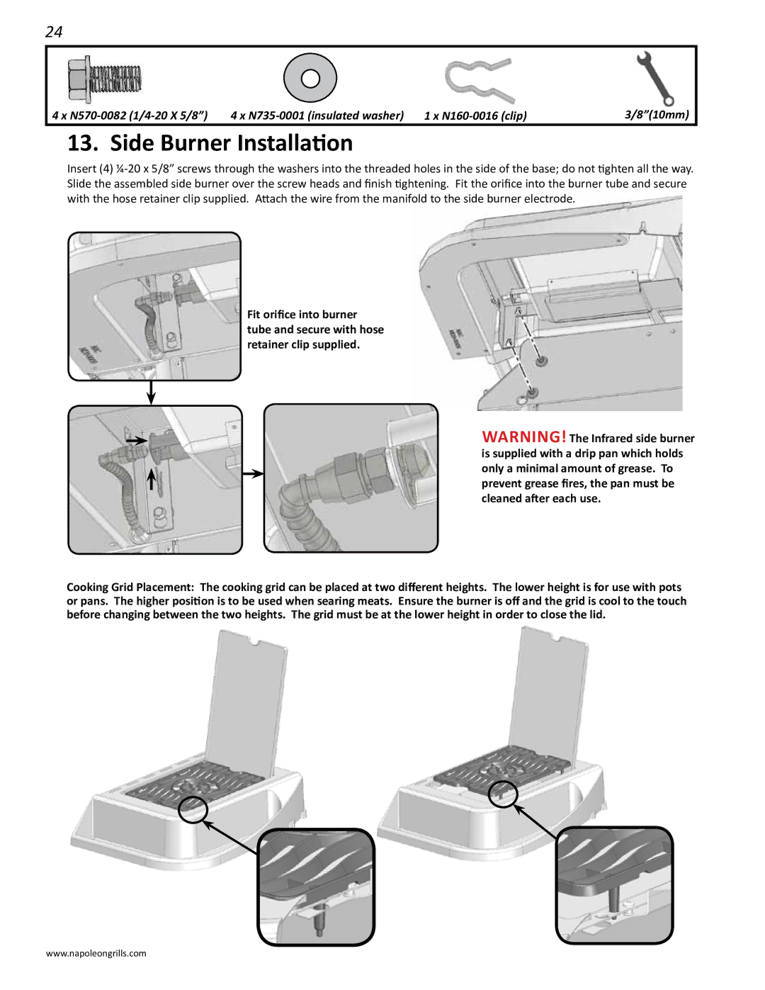 Napoleon Grills 485rsib manual Side Burner Installation 