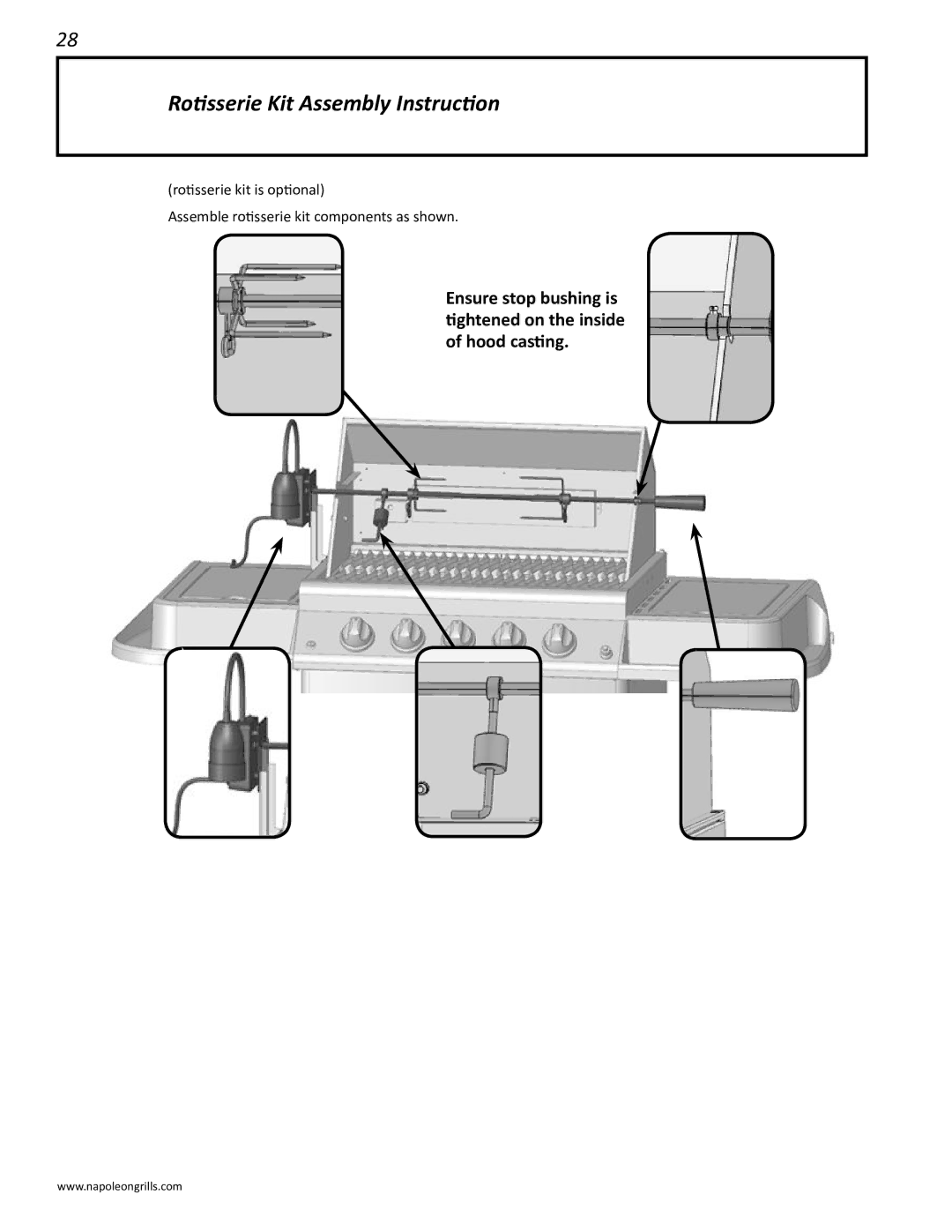 Napoleon Grills 485rsib manual Rotisserie Kit Assembly Instruction 