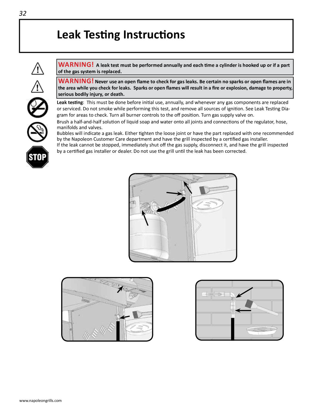 Napoleon Grills 485rsib manual Leak Testing Instructions 