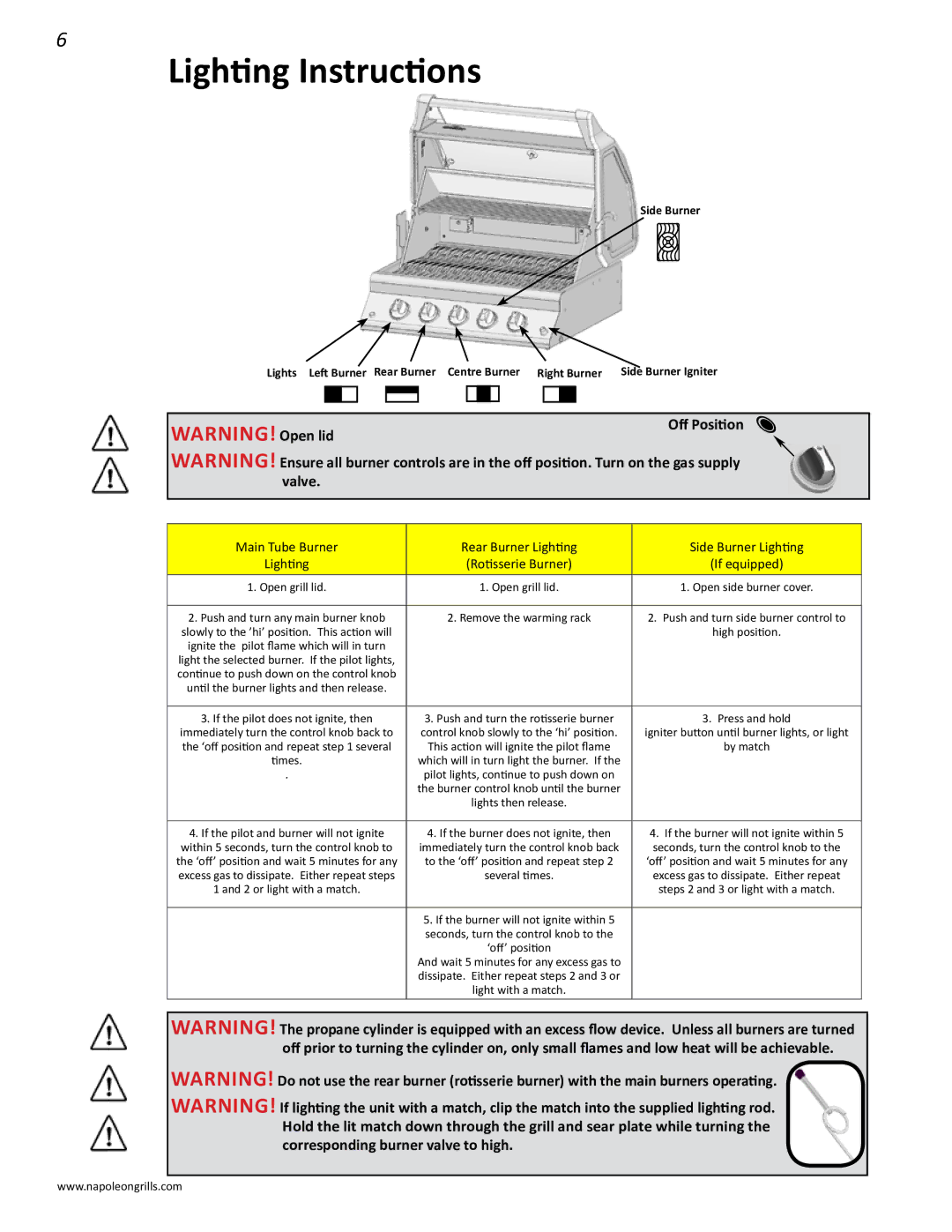 Napoleon Grills 485rsib manual Lighting Instructions, Valve 