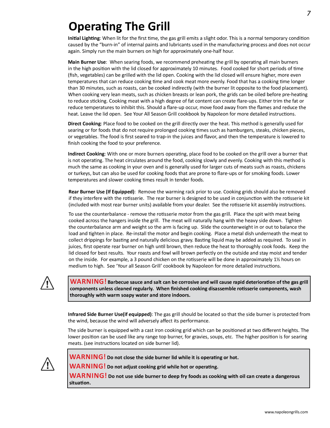 Napoleon Grills 485rsib manual Operating The Grill 