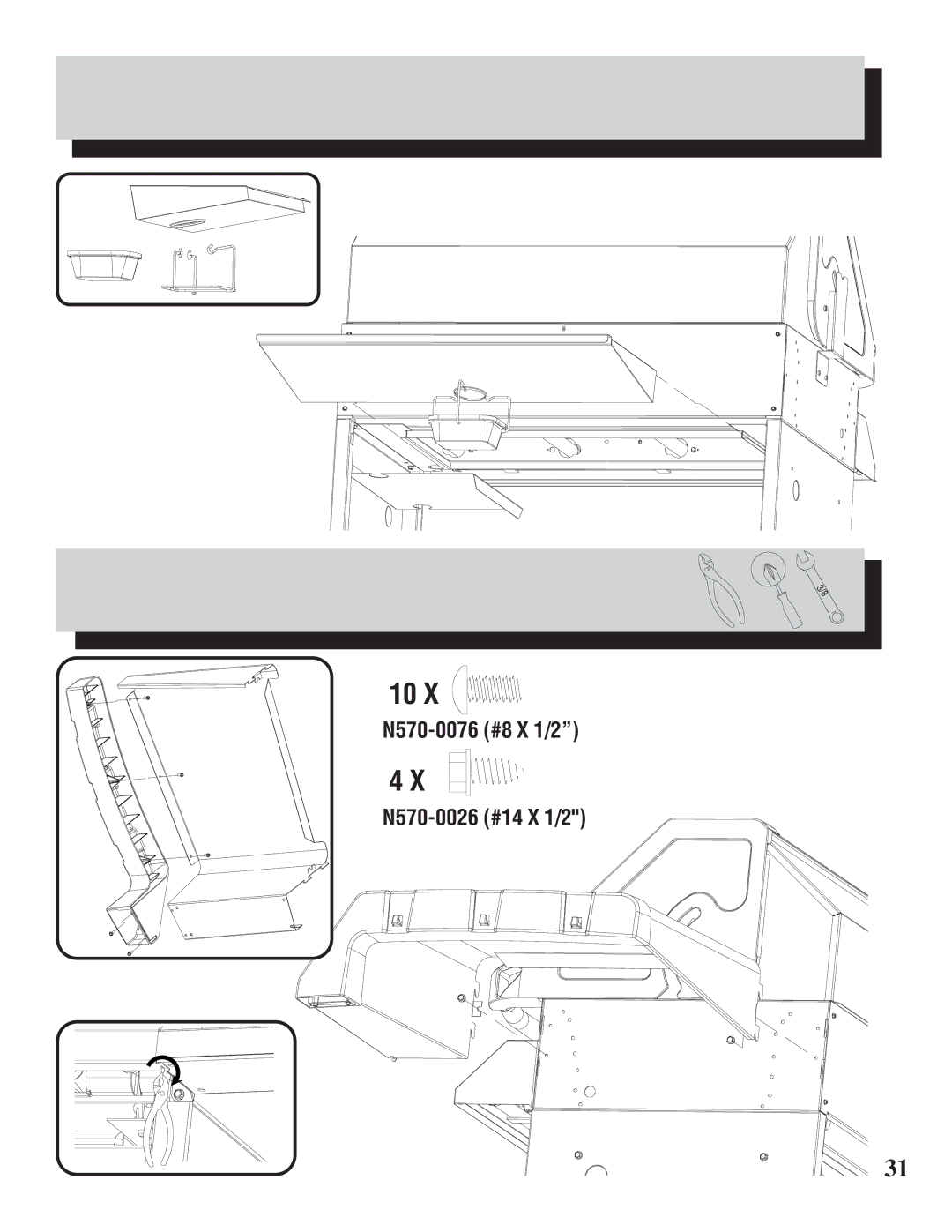 Napoleon Grills 600RB manual N570-0076 #8 X 1/2 N570-0026 #14 X 1/2 