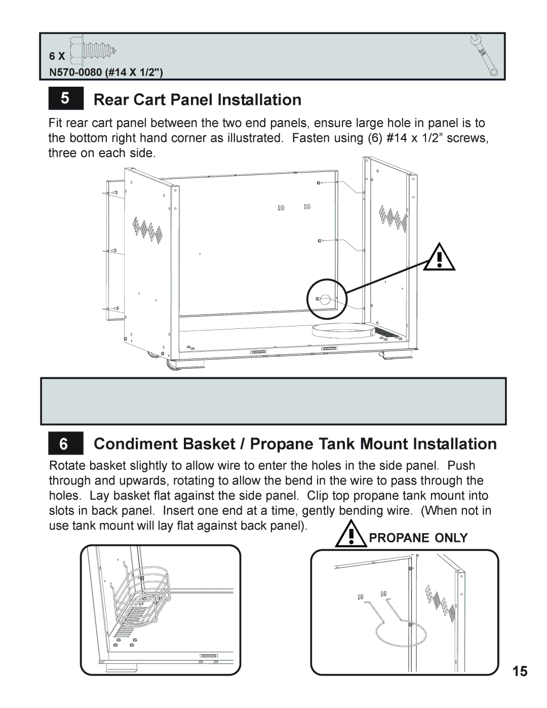 Napoleon Grills 605 Rear Cart Panel Installation, Condiment Basket / Propane Tank Mount Installation, Propane only 