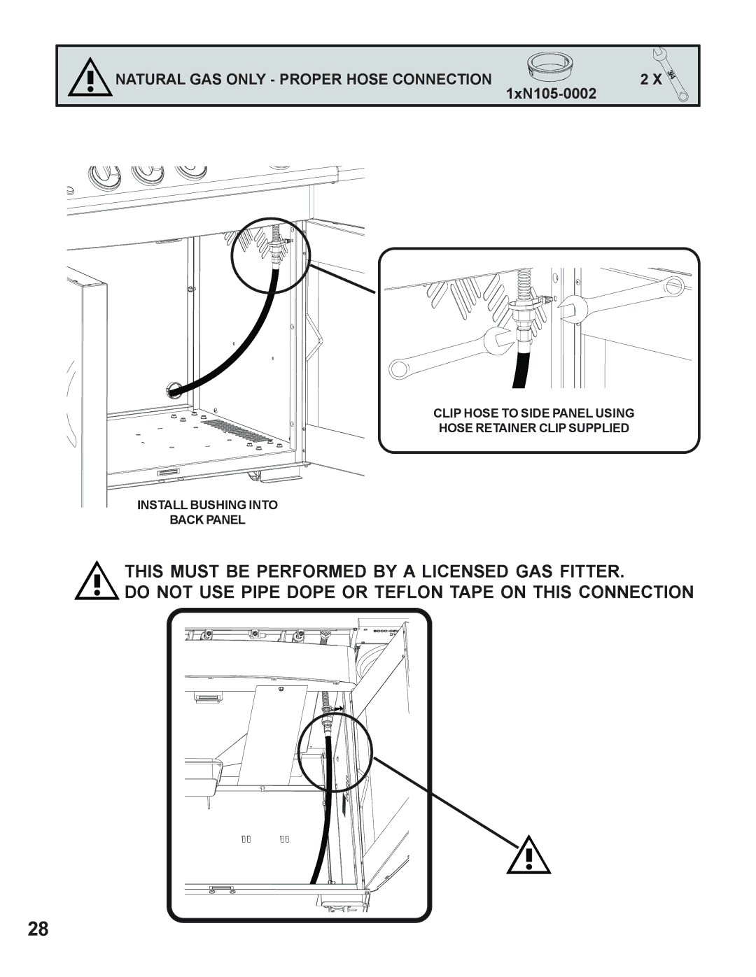 Napoleon Grills 605 operating instructions Natural GAS only Proper Hose Connection 