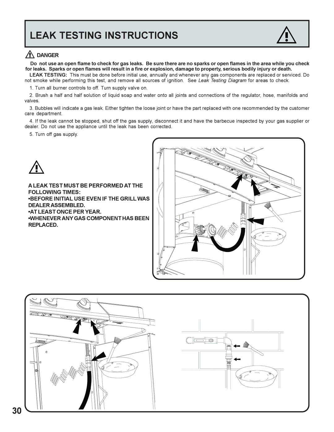 Napoleon Grills 605 operating instructions Leak Testing Instructions 