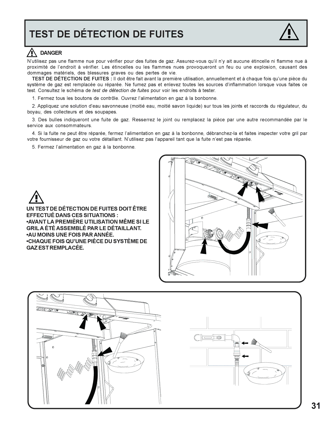 Napoleon Grills 605 operating instructions Test DE Détection DE Fuites 