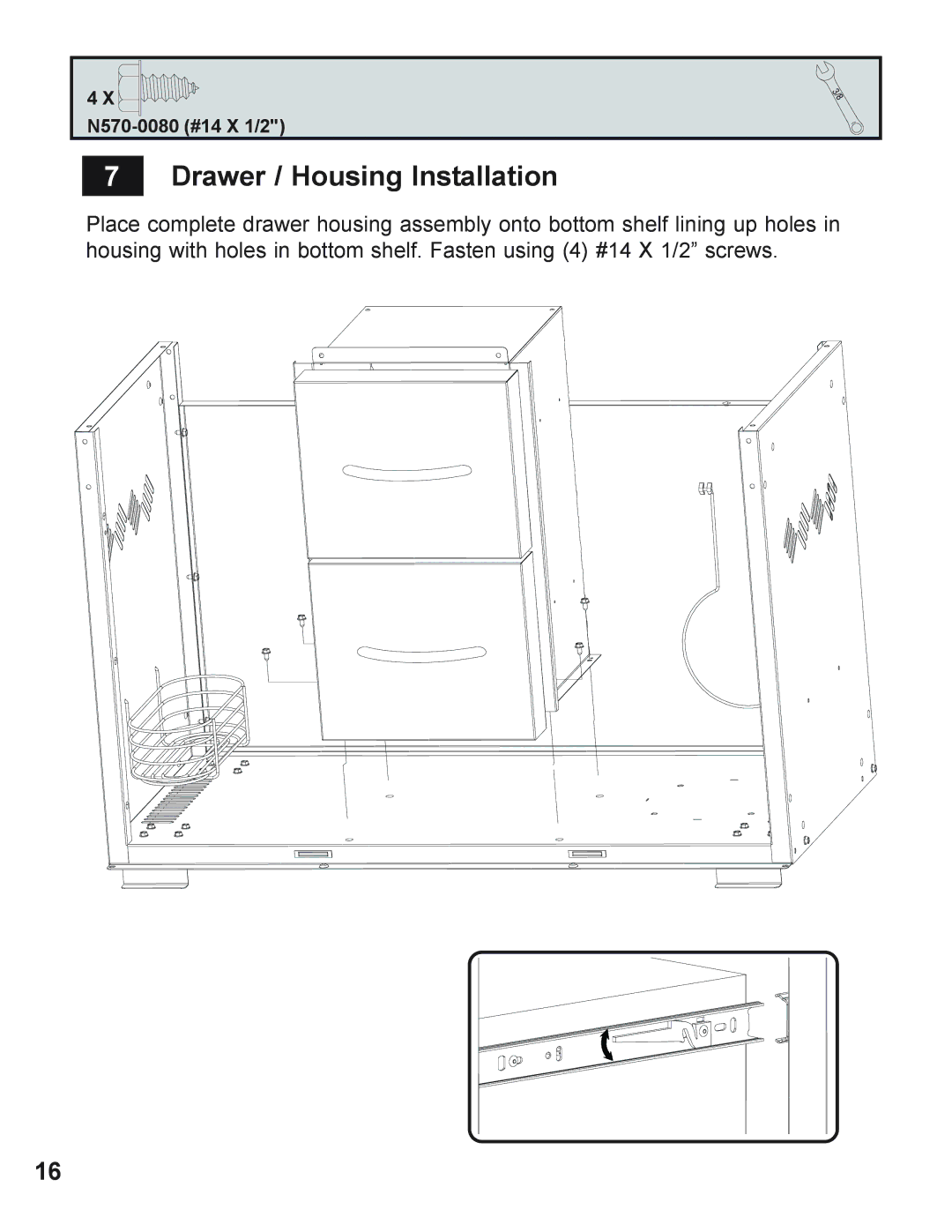 Napoleon Grills 730 operating instructions Drawer / Housing Installation 