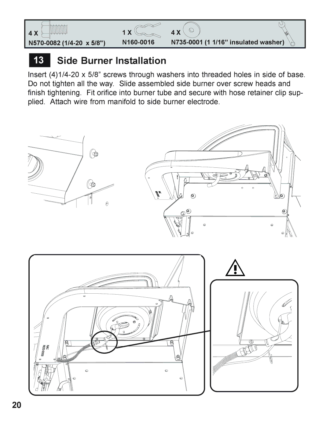 Napoleon Grills 730 operating instructions Side Burner Installation 