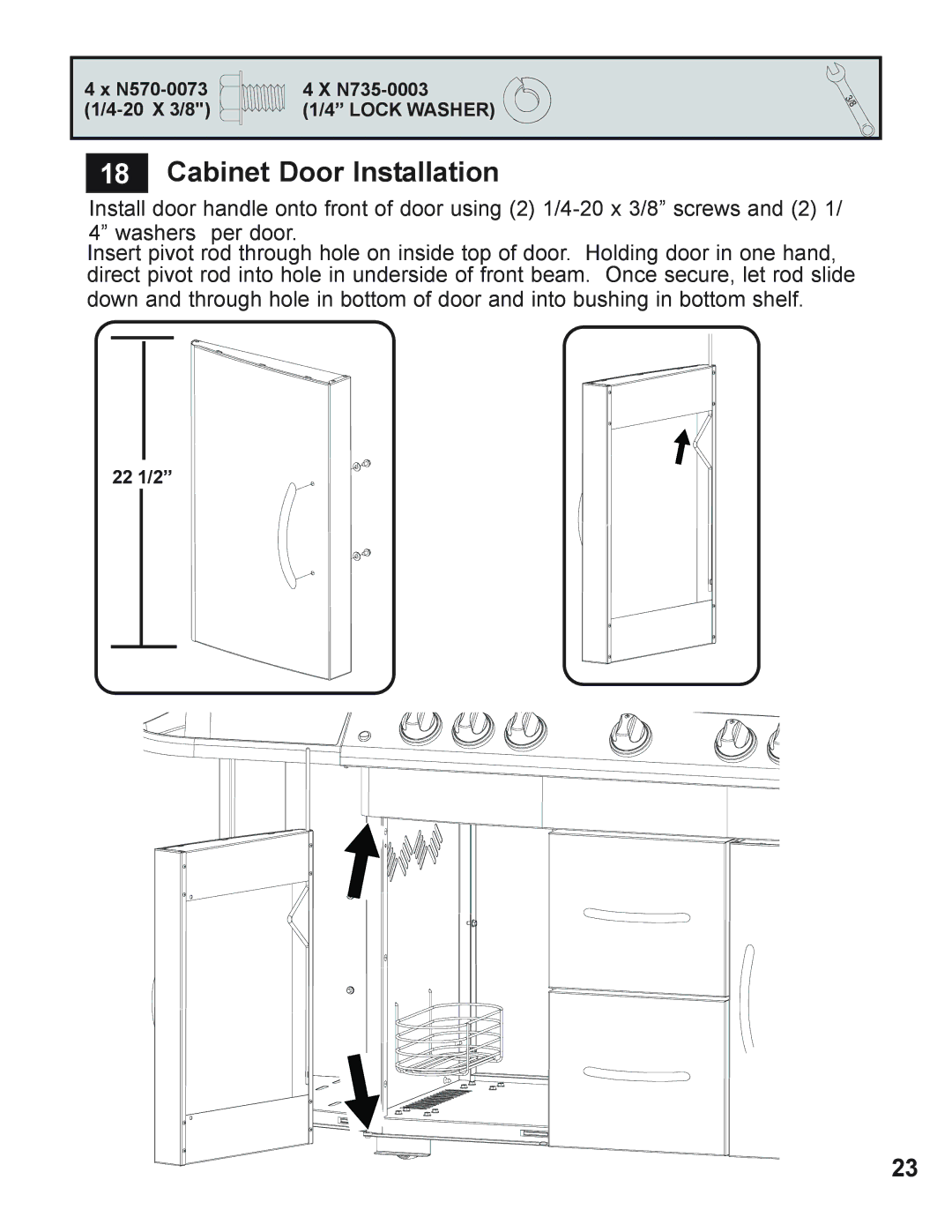 Napoleon Grills 730 operating instructions Cabinet Door Installation 