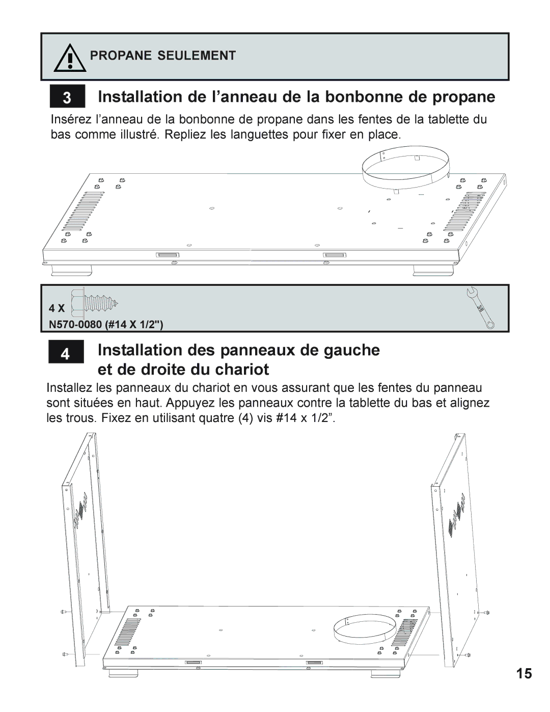 Napoleon Grills 730 operating instructions Installation de l’anneau de la bonbonne de propane 