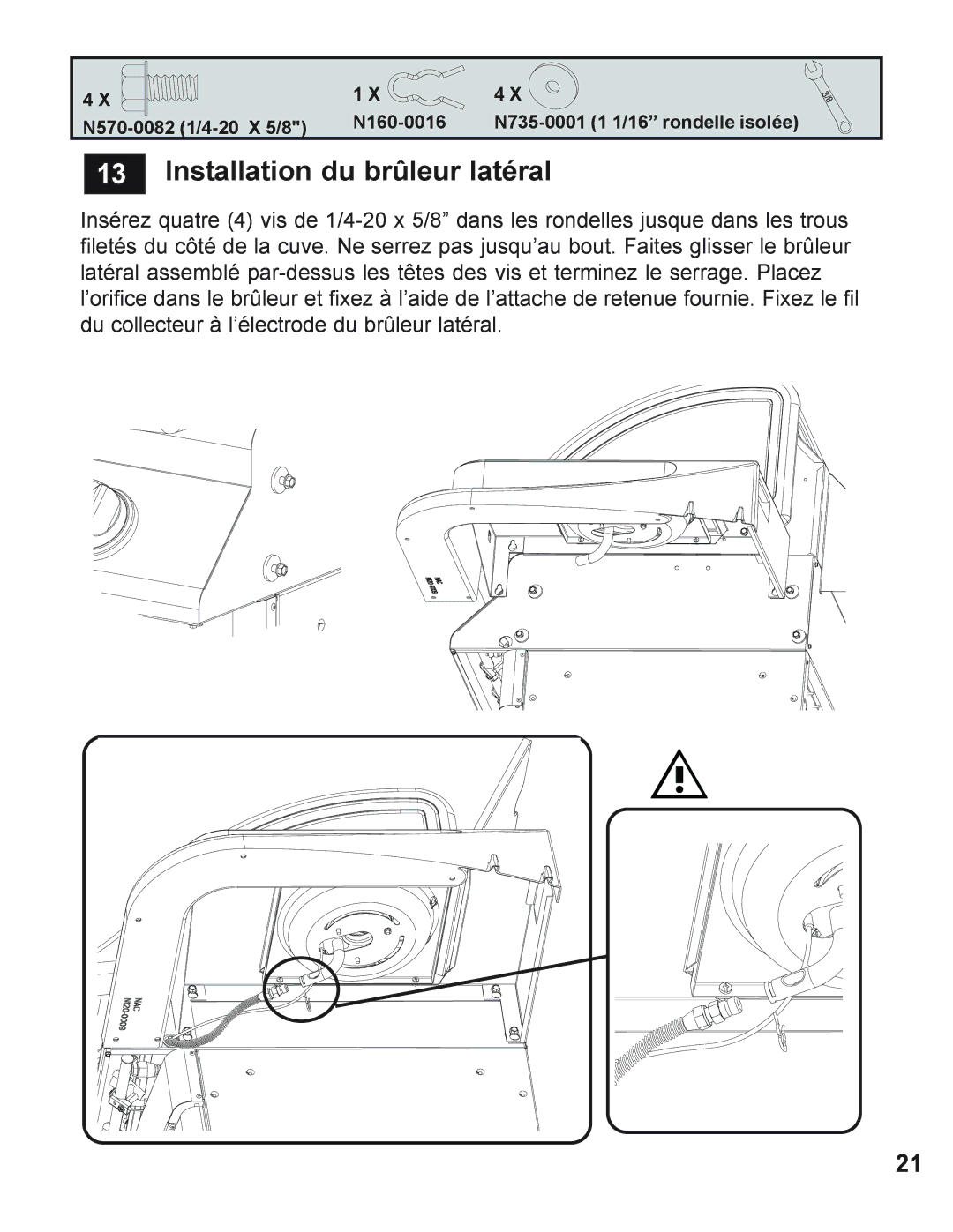 Napoleon Grills 730 operating instructions Installation du brûleur latéral 