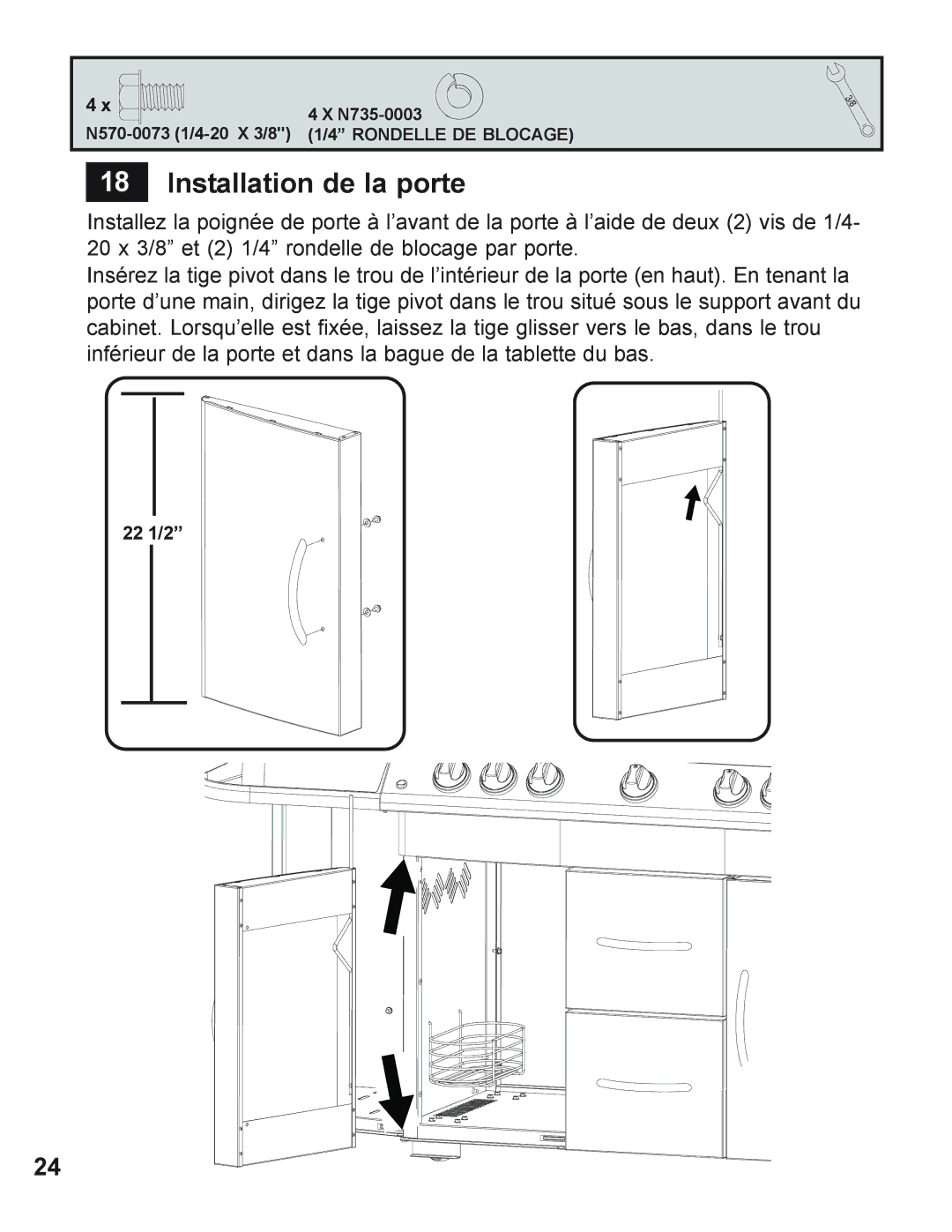 Napoleon Grills 730 operating instructions Installation de la porte 