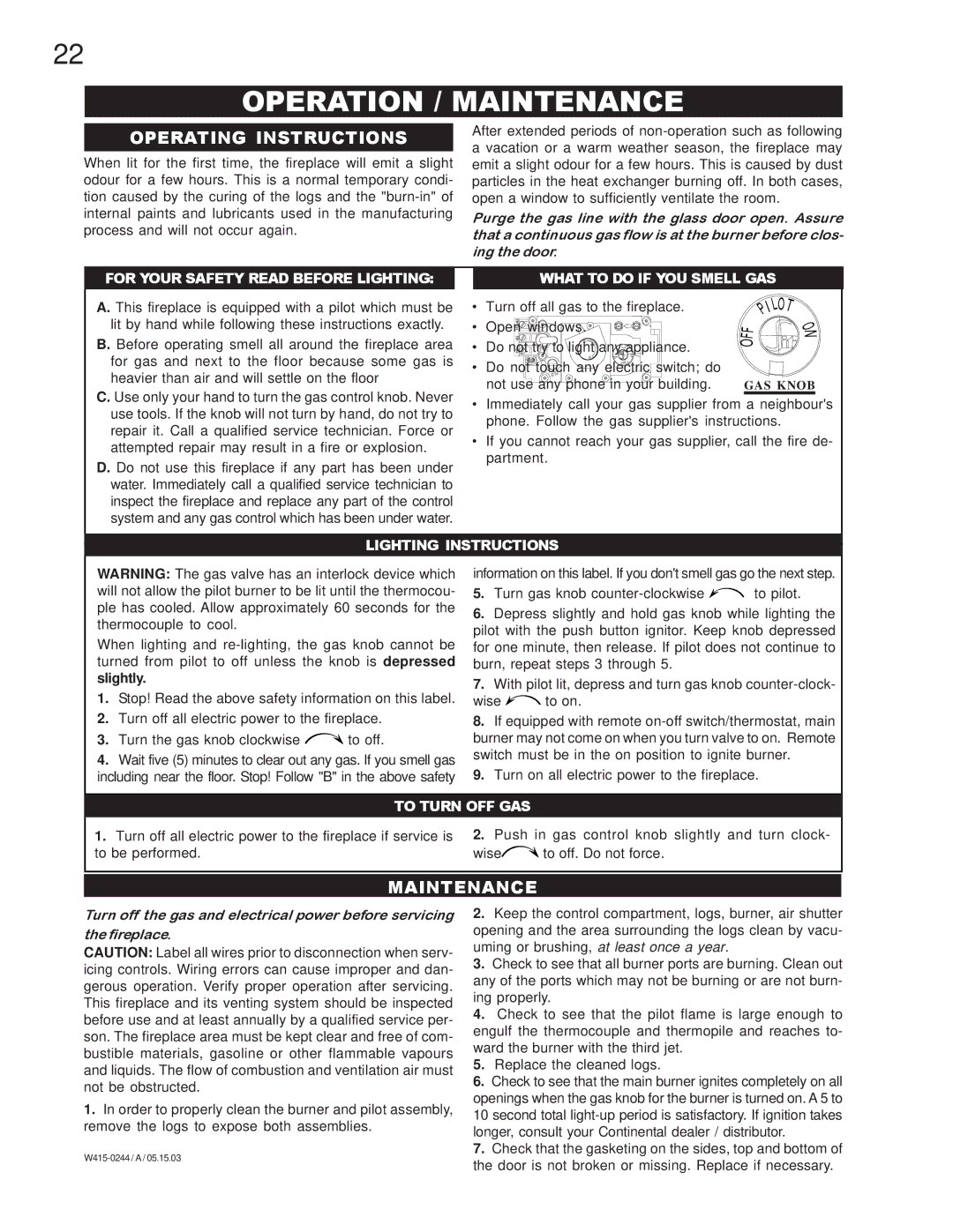 Napoleon Grills BGD38PT, BGD38NT manual Operation / Maintenance, Operating Instructions 