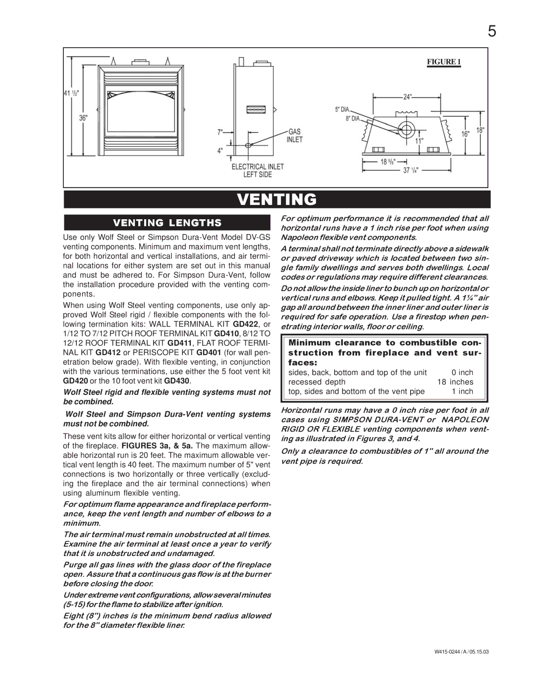 Napoleon Grills BGD38NT, BGD38PT manual Venting Lengths 