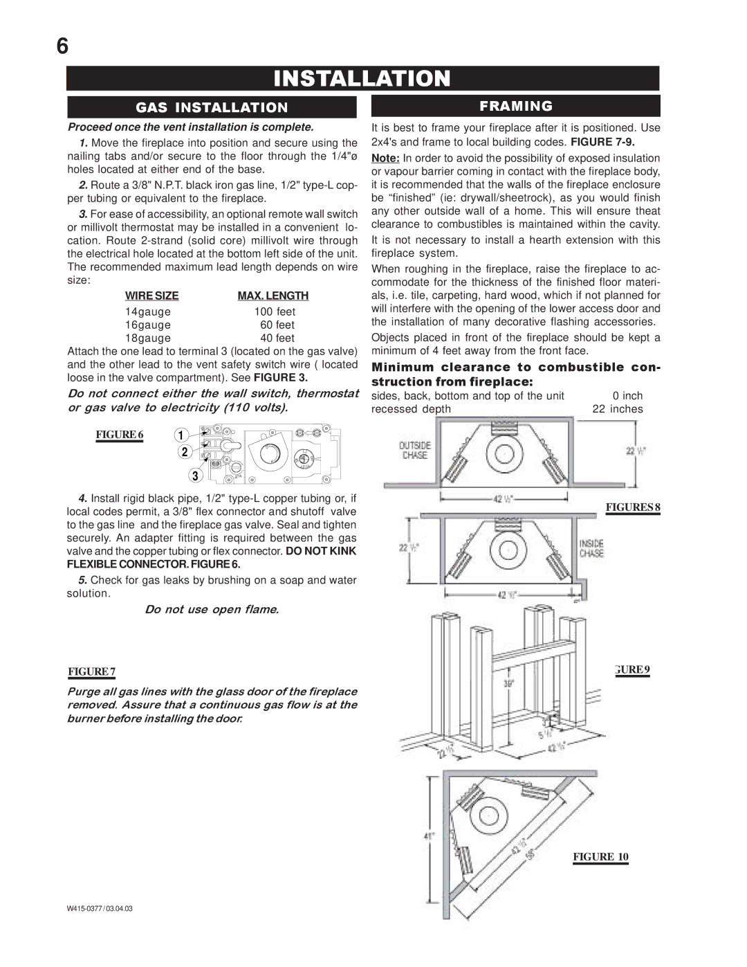 Napoleon Grills BGNV42N, BGNV42P manual GAS Installation Framing 