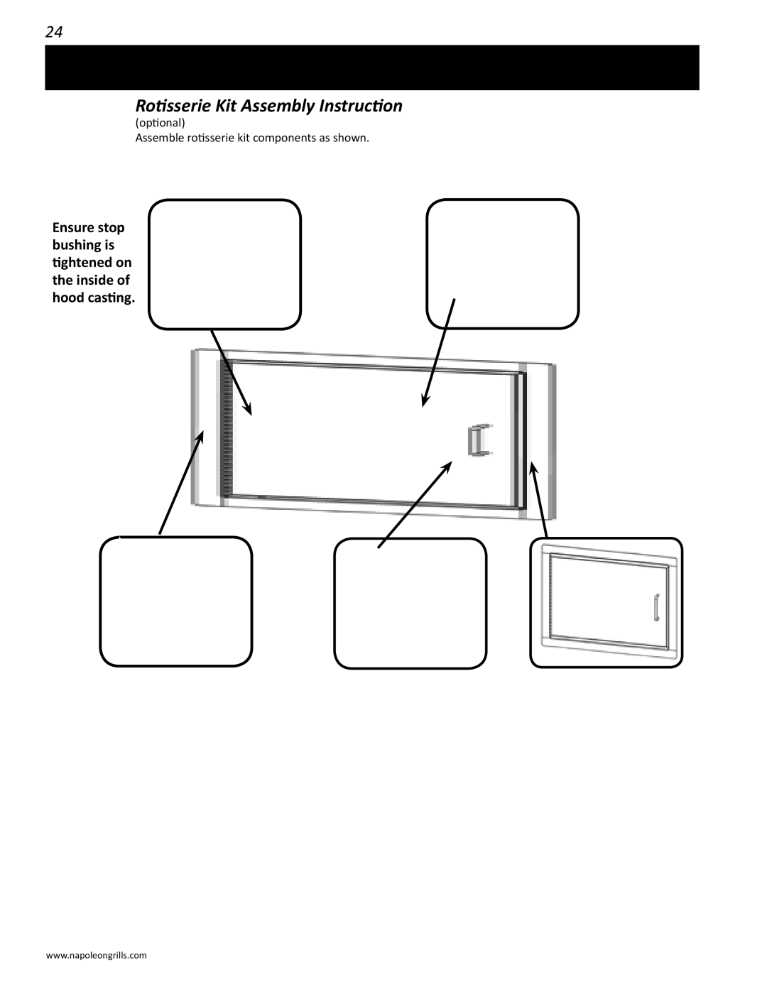 Napoleon Grills BIPRO 450 manual Rotisserie Kit Assembly Instruction 