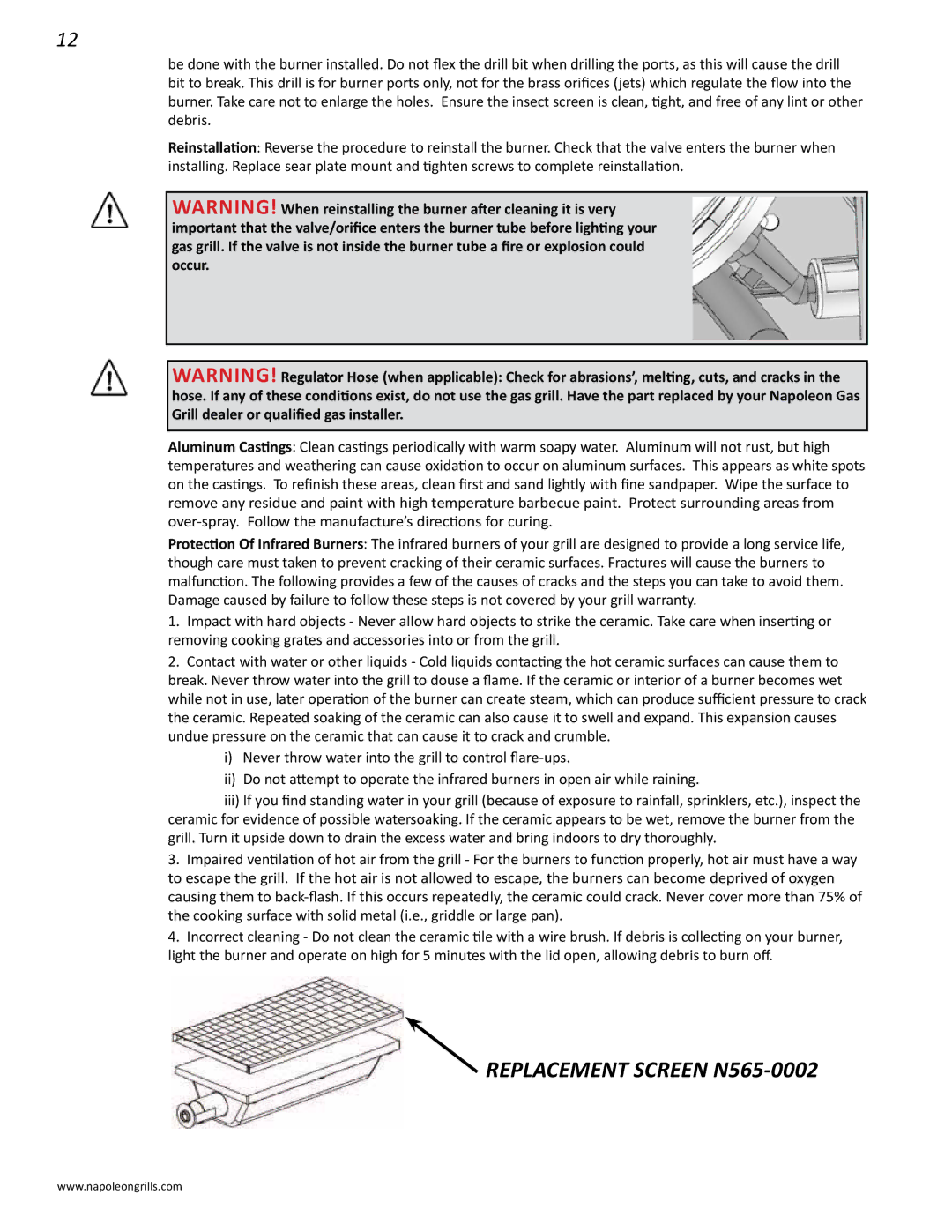 Napoleon Grills BIPRO 600 manual Replacement Screen N565-0002 