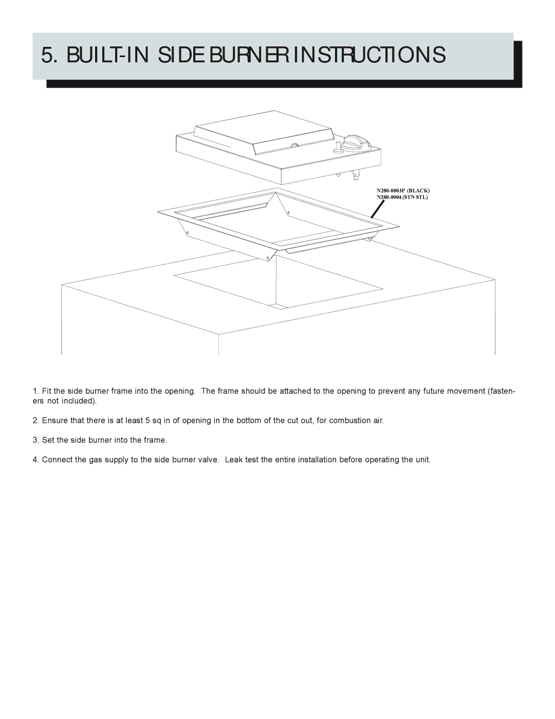 Napoleon Grills BIPT600, BIU405, BIPT450, BIPT750 manual BUILT-IN Side Burner Instructions 