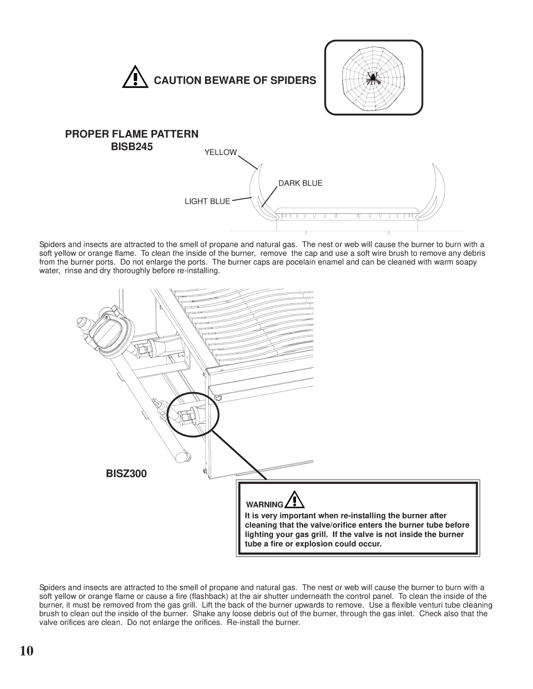 Napoleon Grills operating instructions Proper Flame Pattern BISB245 Yellow, BISZ300 