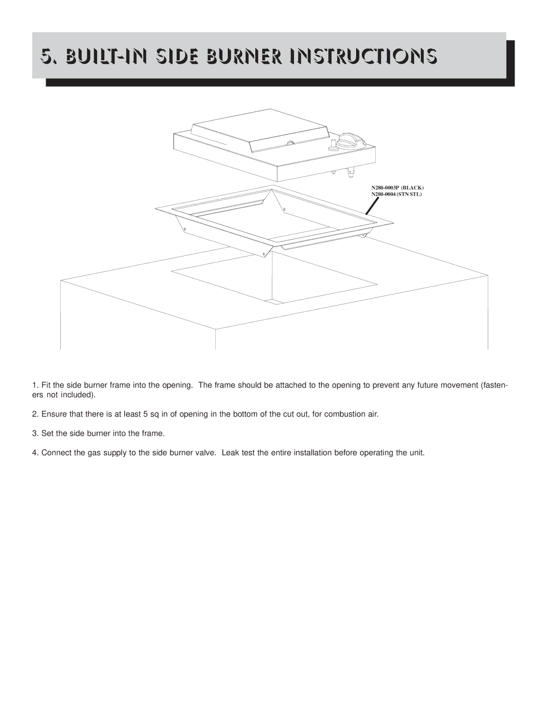 Napoleon Grills Gourmet Grill manual BUILT-IN Side Burner Instructions 