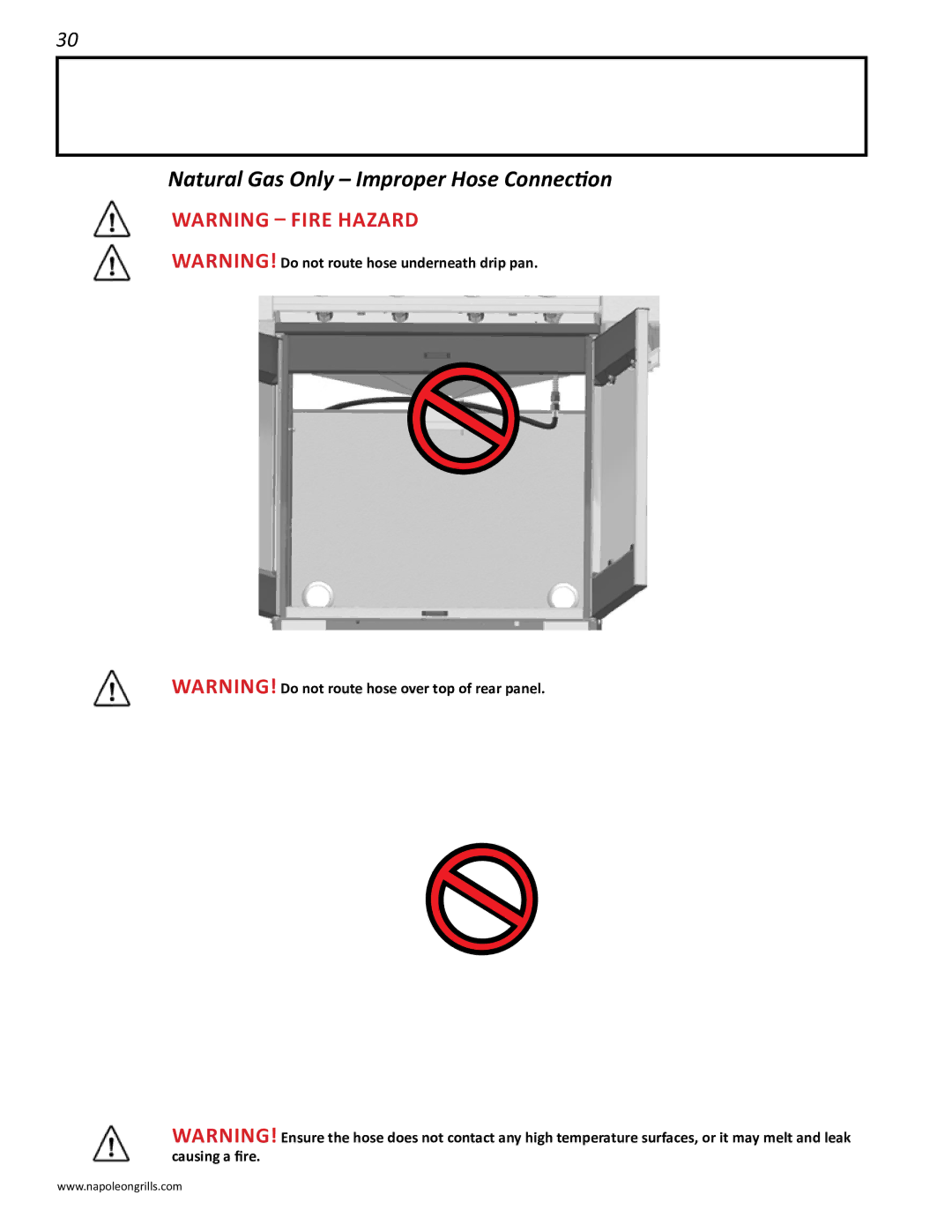 Napoleon Grills LD485RB manual Natural Gas Only Improper Hose Connection 