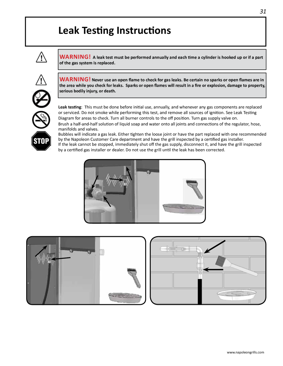 Napoleon Grills LD485RB manual Leak Testing Instructions 